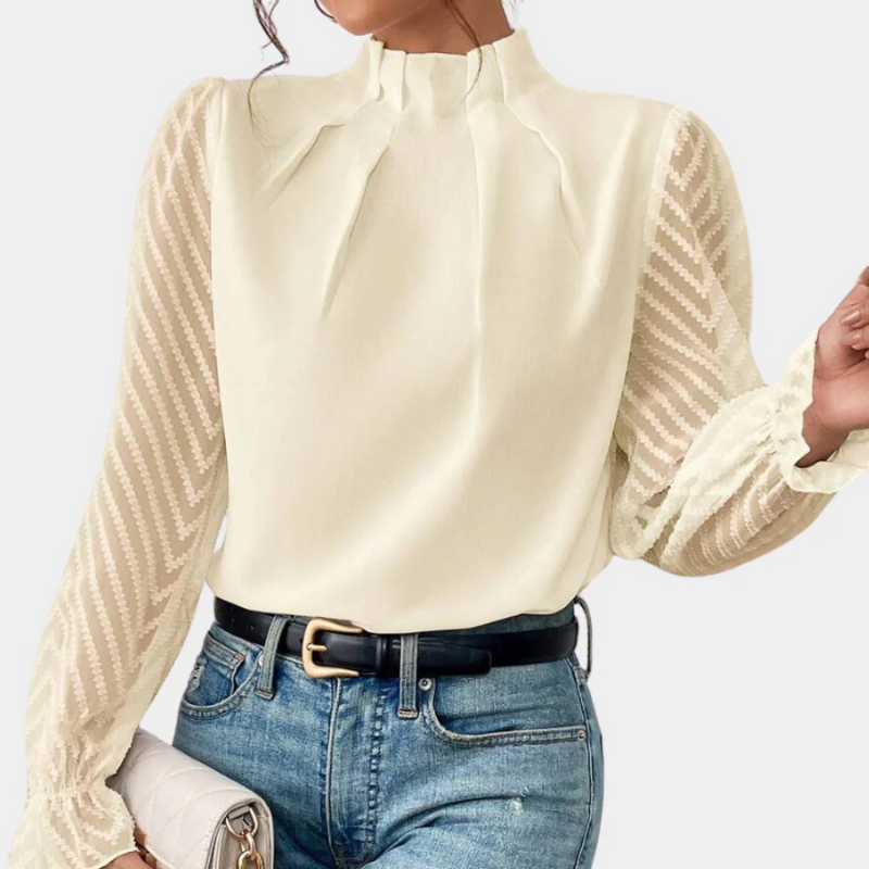 Damen elegante Vintage-Bluse | Langarm
