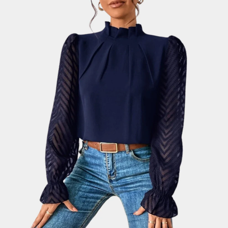 Damen elegante Vintage-Bluse | Langarm