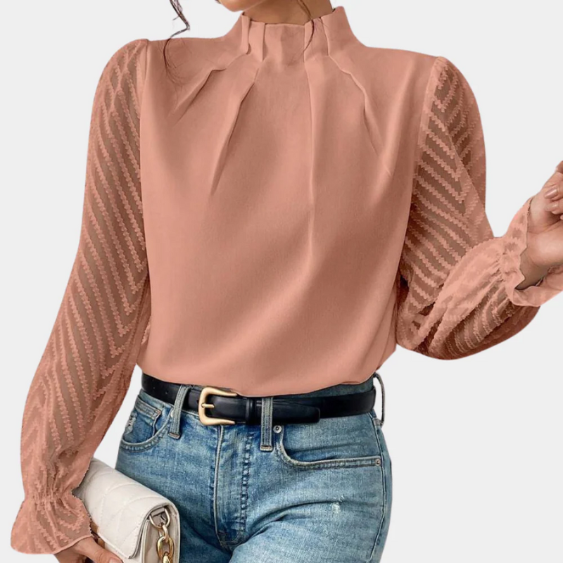 Damen elegante Vintage-Bluse | Langarm