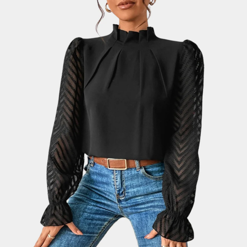 Damen elegante Vintage-Bluse | Langarm