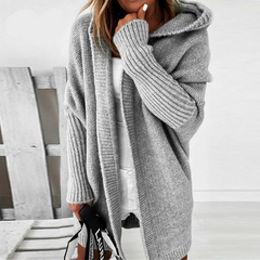 Damen eleganter langer Cardigan | Strick in Grau