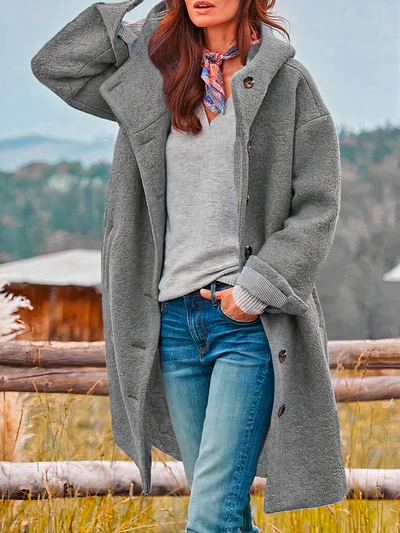 Damen eleganter Mantel mit Kapuze | Warme