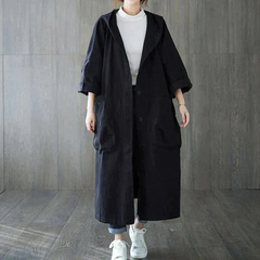 Damen eleganter weiter Trenchcoat | Wasserdichte in Schwarz