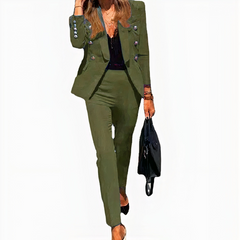 Damen elegantes Blazer- und Hosen-Set | Moderne in Grün