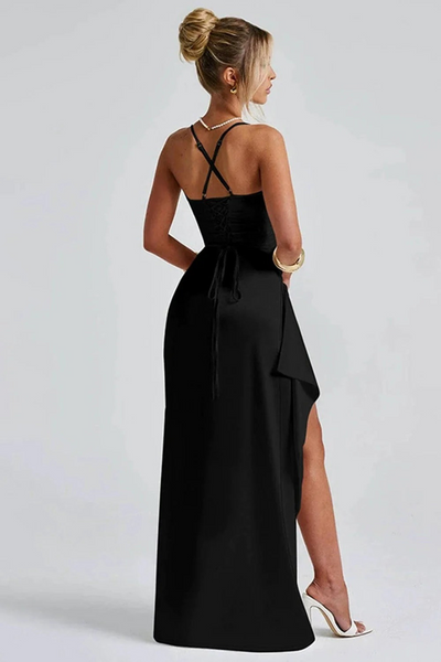 Damen elegantes Kleid für Hochzeitsgäste mit Schlitz | Maxi