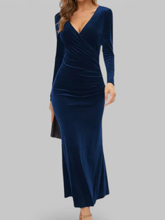 Damen elegantes langes Abendkleid | Maxi in Blau