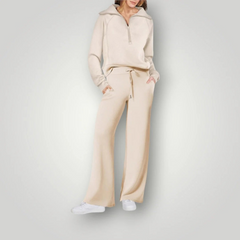 Damen elegantes Loungewear-Set | Zweiteiler in Beige