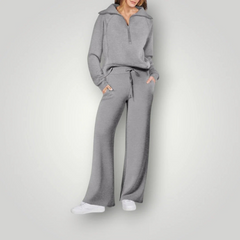 Damen elegantes Loungewear-Set | Zweiteiler in Grau