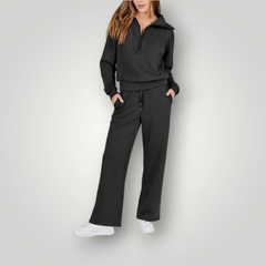 Damen elegantes Loungewear-Set | Zweiteiler in Schwarz