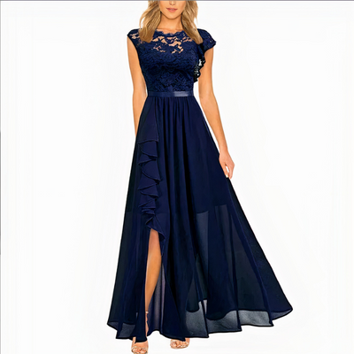 Damen elegantes Spitzen-Party-Kleid | Maxi