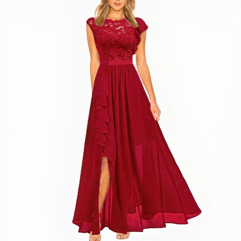 Damen elegantes Spitzen-Party-Kleid | Maxi