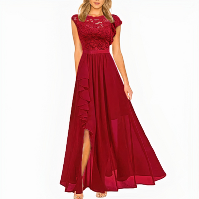 Damen elegantes Spitzen-Party-Kleid | Maxi