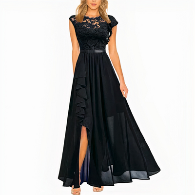 Damen elegantes Spitzen-Party-Kleid | Maxi