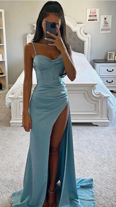 Damen elegantes Vintage-Abendkleid | Maxi in Blau
