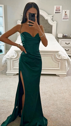 Damen elegantes Vintage-Abendkleid | Maxi in Grün