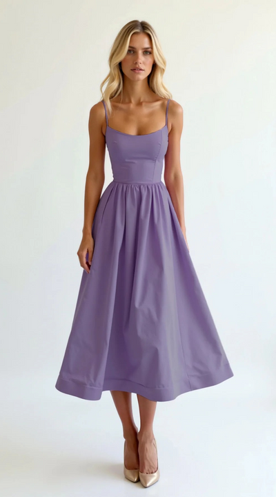 Damen elegantes Vintage-Sommerkleid | Midi