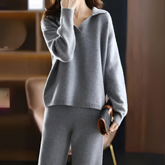 Damen elegantes warmes Loungewear-Set | Modern in Grau