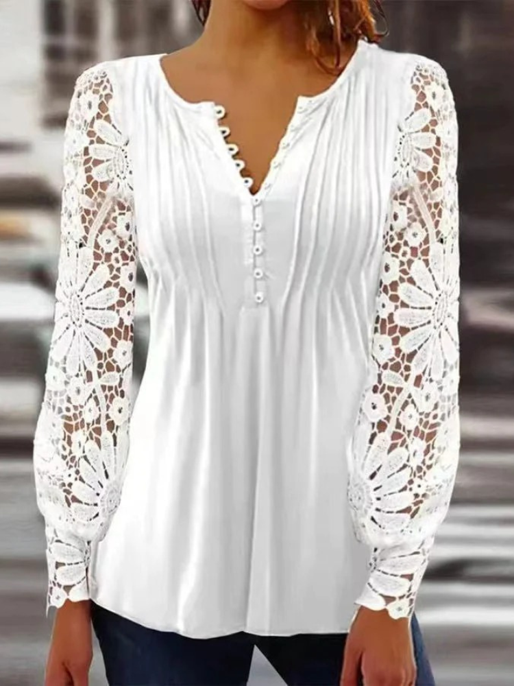 Damen geblümte Langarmbluse | Elegante