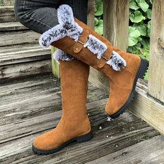 Hannah | Damen Gefütterte Kniehohe Stiefel mit Plüschbesatz in Hellbraun