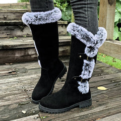 Hannah | Damen Gefütterte Kniehohe Stiefel mit Plüschbesatz in Schwarz