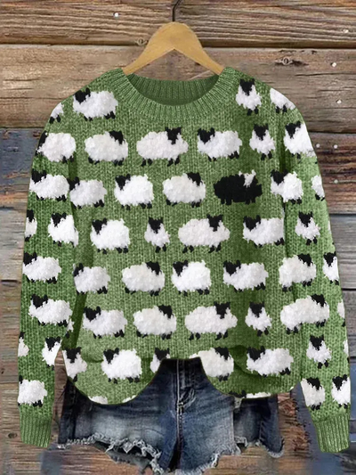 Damen gemütlicher Vintage-Schafpullover | Gestrickt