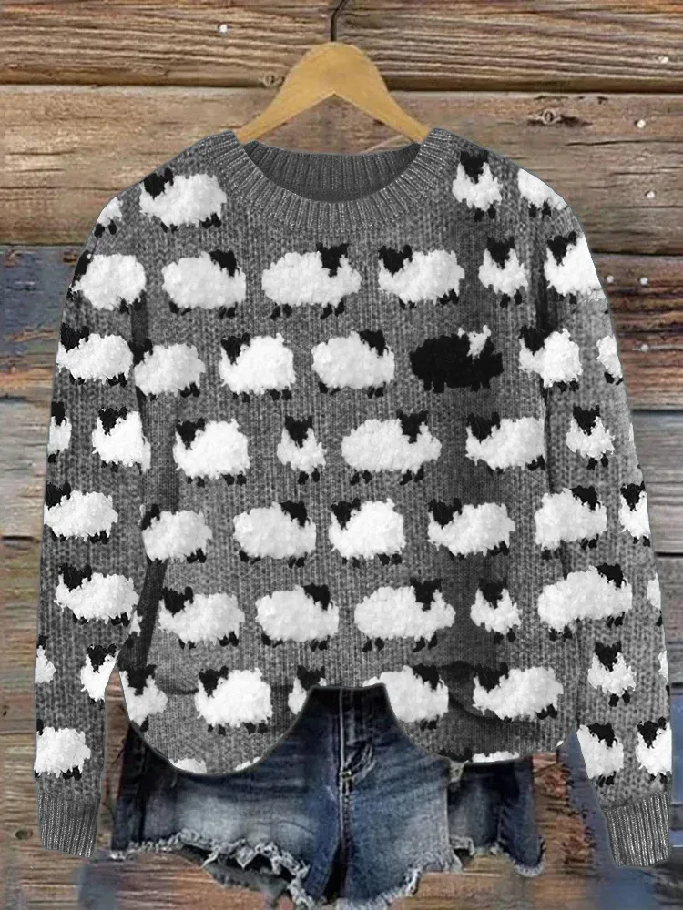 Damen gemütlicher Vintage-Schafpullover | Gestrickt