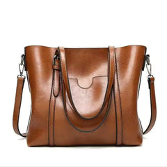 Katharina | Damen Geräumige Kunstleder Schulter Tote Bag Umhängetasche in Braun