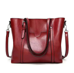 Katharina | Damen Geräumige Kunstleder Schulter Tote Bag Umhängetasche in Rot