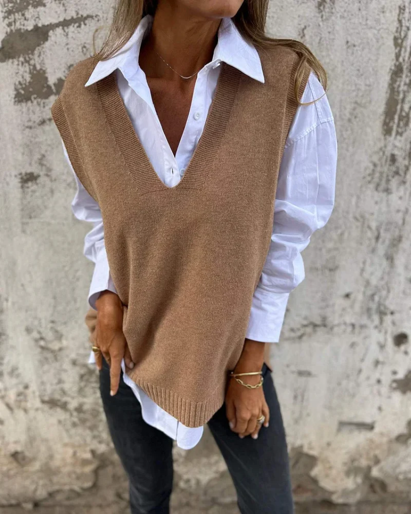 Damen gestrickte Herbstweste | Strick