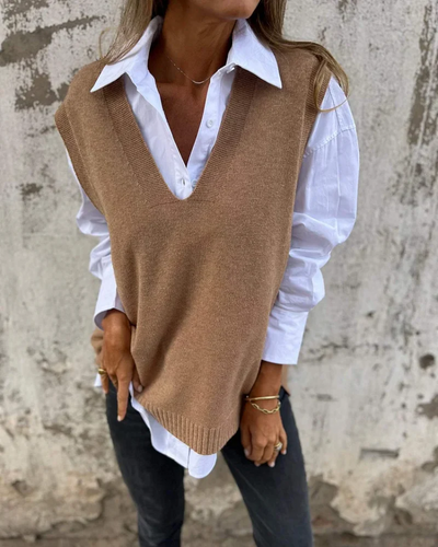 Damen gestrickte Herbstweste | Strick