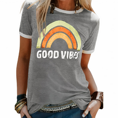 Damen Good-Vibes-T-Shirt | Kurzarm in Grau