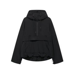 Elisabeth | Damen Kapuzen-Anorak Windschutz Wasserabweisende Outdoorjacke in Schwarz