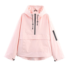 Elisabeth | Damen Kapuzen-Anorak Windschutz Wasserabweisende Outdoorjacke in Hellrosa