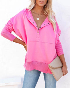 Frieda | Damen Kapuzen-Tunika Langarm Oversized Hoodie Pullover in Rosa