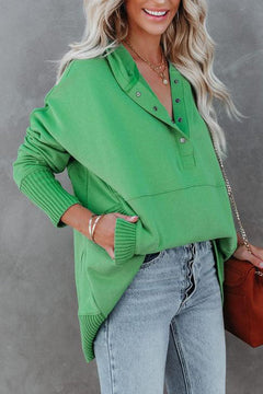 Frieda | Damen Kapuzen-Tunika Langarm Oversized Hoodie Pullover in Grün