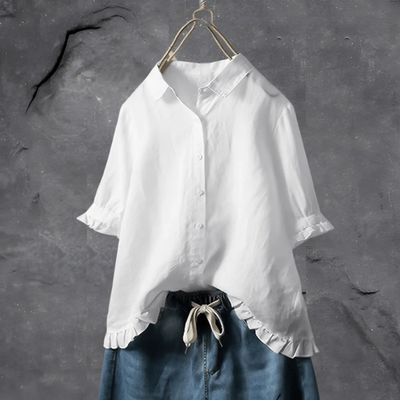 Damen klassische elegante Bluse | Kurzarm