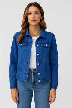 Damen klassische Jeansjacke | Leichte in Dunkelblau