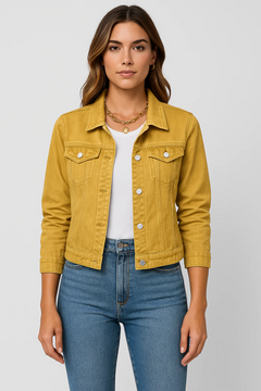 Damen klassische Jeansjacke | Leichte in Gelb