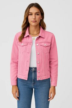Damen klassische Jeansjacke | Leichte in Rosa