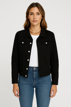 Damen klassische Jeansjacke | Leichte in Schwarz