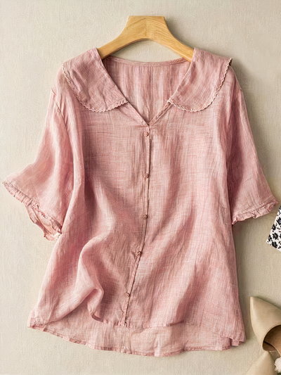 Damen klassische Vintage-Bluse | Kurzarm