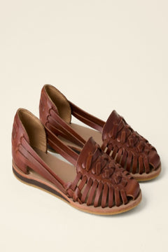 Greta | Damen Komfortable Sandalen Orthopädische Keilabsatz-Flechtleder-Slipper in Braun