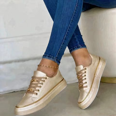 Damen lässige moderne Sneaker | Bequem in Gold