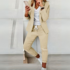 Damen lässiges Blazer- und Hosen-Set | Moderner in Beige