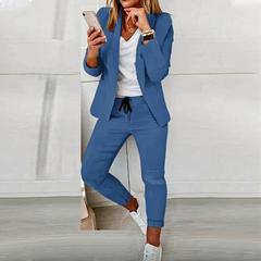 Damen lässiges Blazer- und Hosen-Set | Moderner in Blau