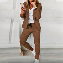 Damen lässiges Blazer- und Hosen-Set | Moderner in Braun
