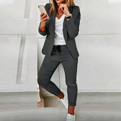 Damen lässiges Blazer- und Hosen-Set | Moderner in Grau