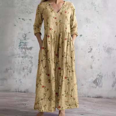 Langärmeliges florales Sommerkleid für Damen | Maxi