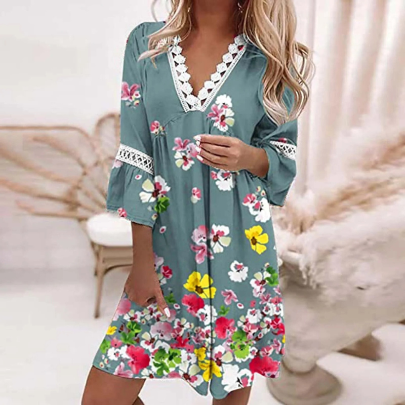Damen luftiges Boho-Sommerkleid | Mini