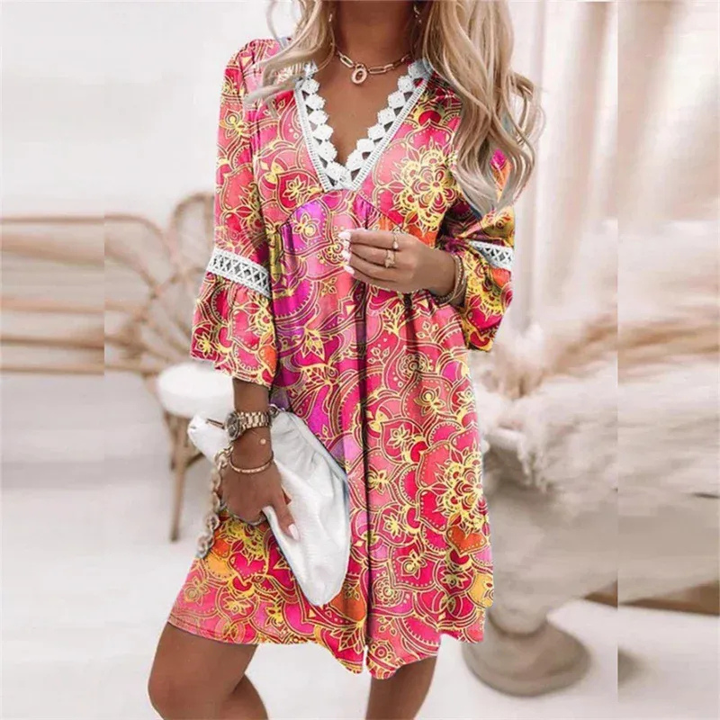 Damen luftiges Boho-Sommerkleid | Mini